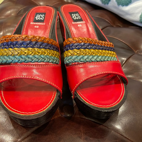 Red ECS Sandals 3 inches high heel size 40 - Picture 5 of 8